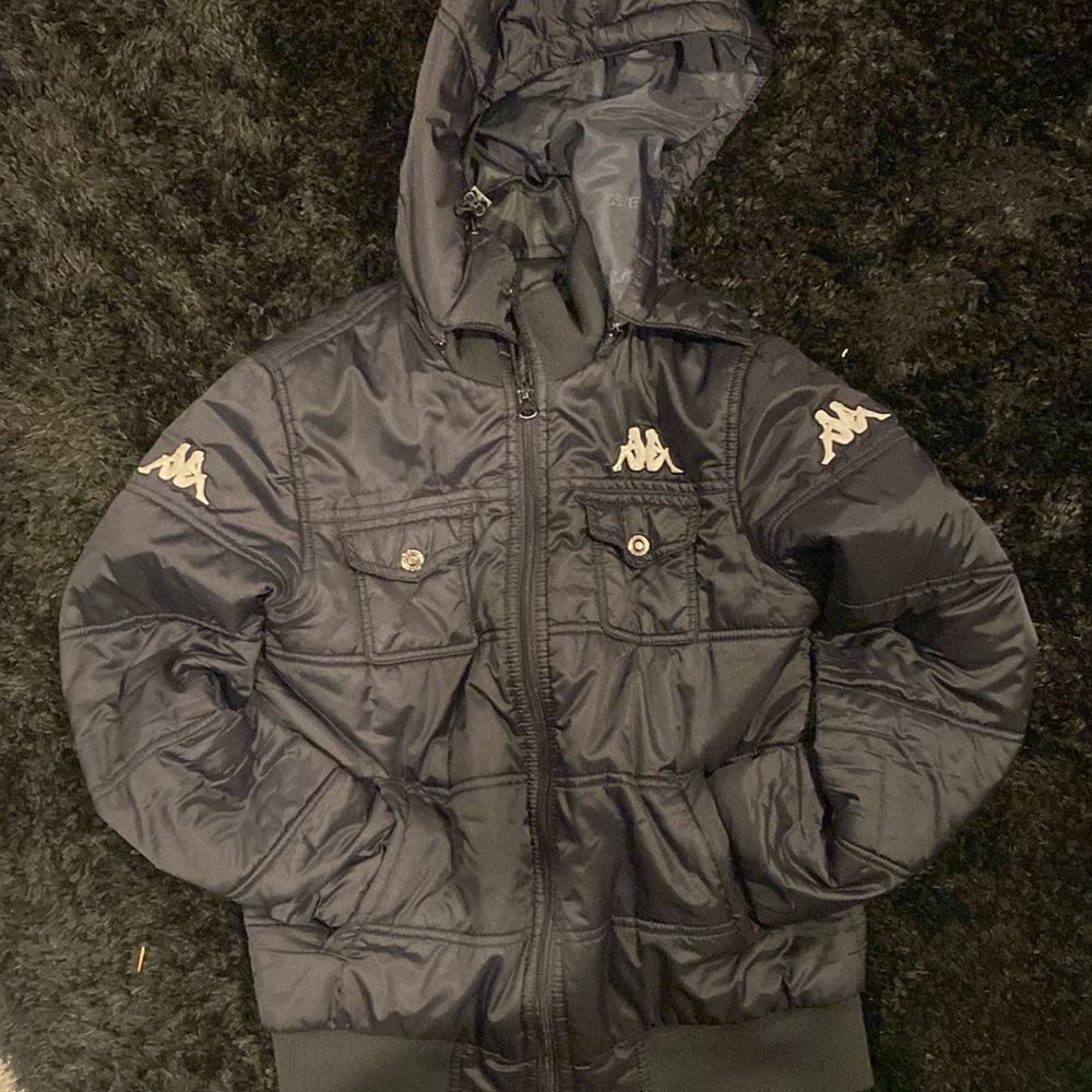 Kappa ladies light puffer jacket medium with removable hood